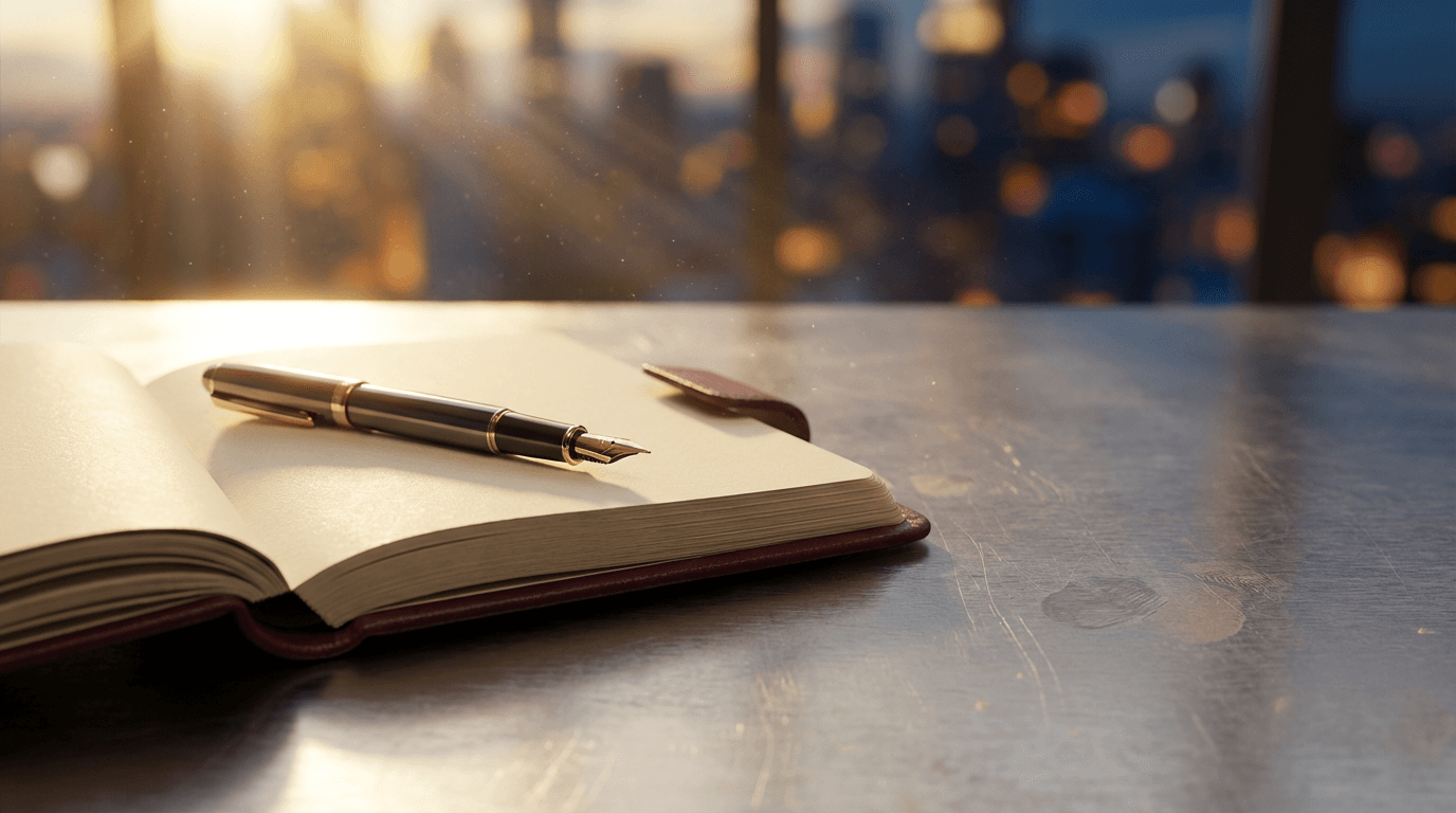 Ejecutivo en oficina moderna revisando documentos financieros y gráficos estratégicos